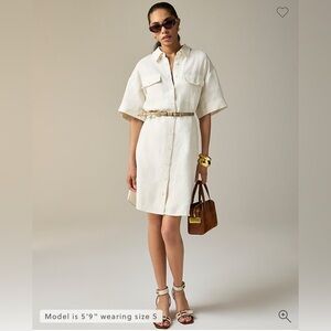 J.Crew utility shirtdress in linen in Natural Color, Size Medium CI926